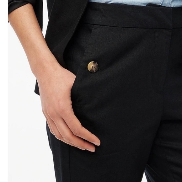 NWT J Crew Factory Linen-Cotton Blend Elastic-back Sailor Pant Black 6P Petite - Picture 4 of 5